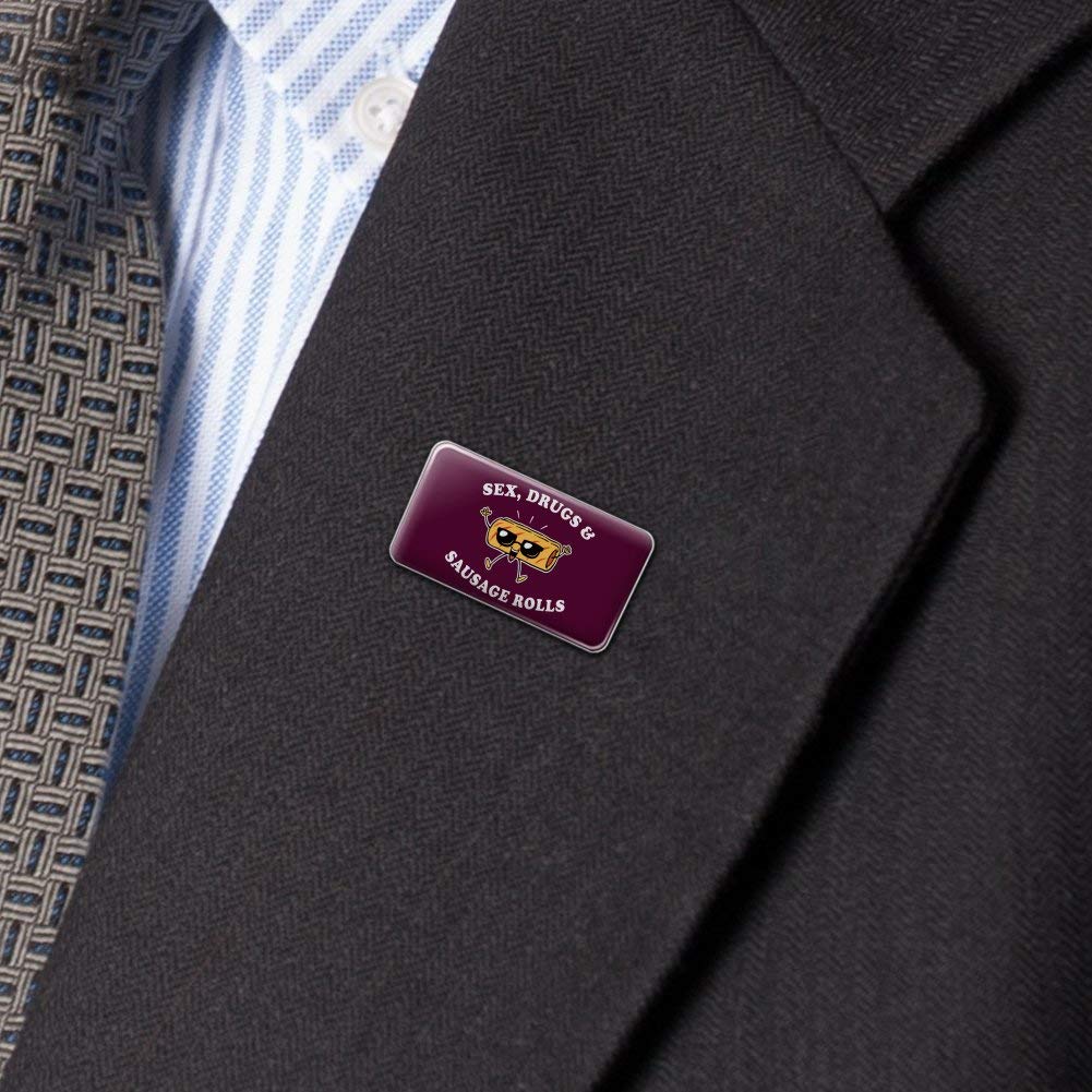 Funny Humor Lapel Pin - Sex Drugs and Sausage Rolls Rectangle Tie Tack Pinback - Perfect for Parties, Gifts & Casual Wear
