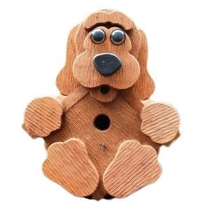 Handmade Rustic Amish Dog Birdhouse - Mushroom Wood Puppy Bird House for Garden & Outdoor Decor - Perfect for Backyard, Patio, and Pet Lovers