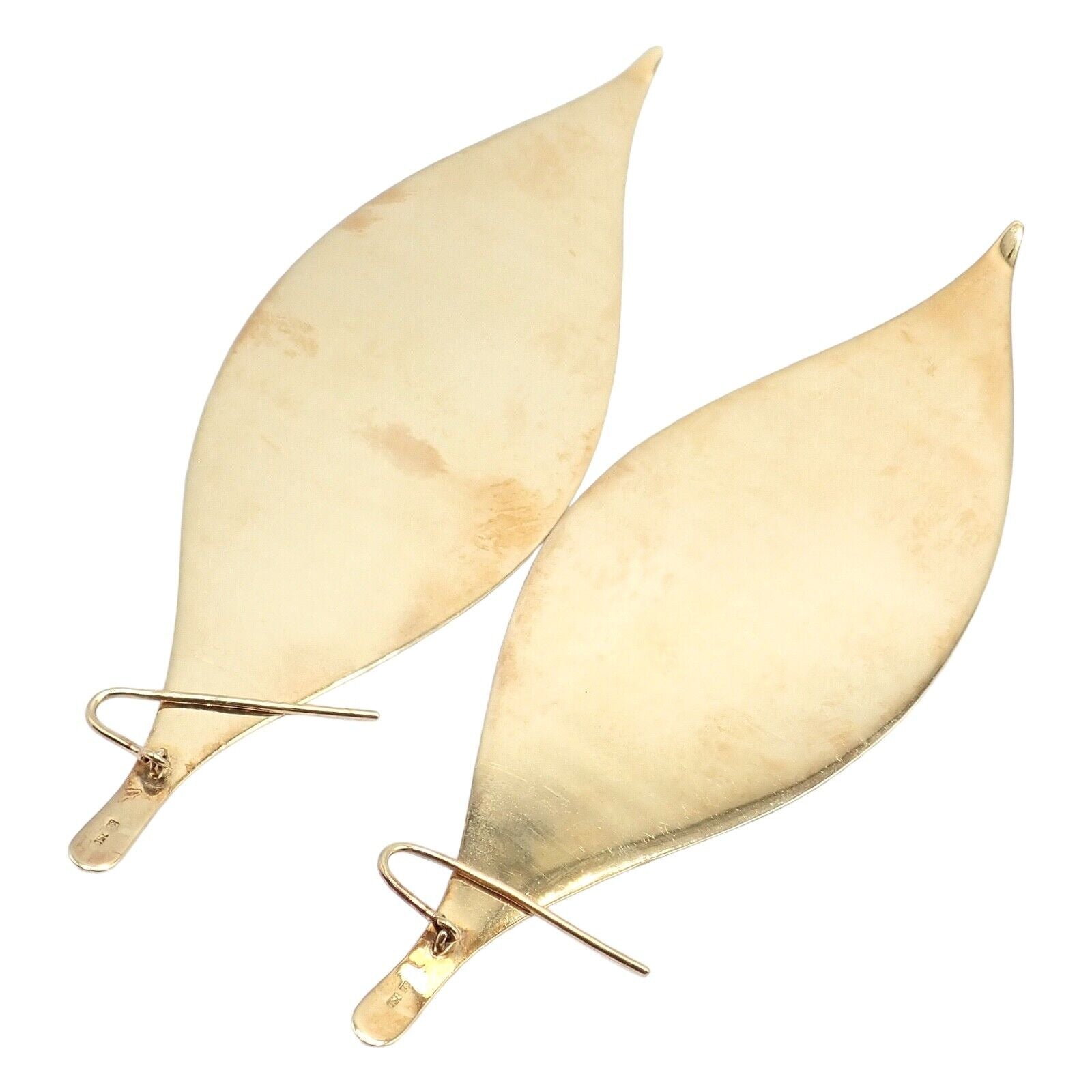 Authentic H. Stern 18k Yellow Gold Large Leaf Dangle Earrings - Luxury Statement Jewelry for Women, Perfect for Weddings, Parties & Special Occasions