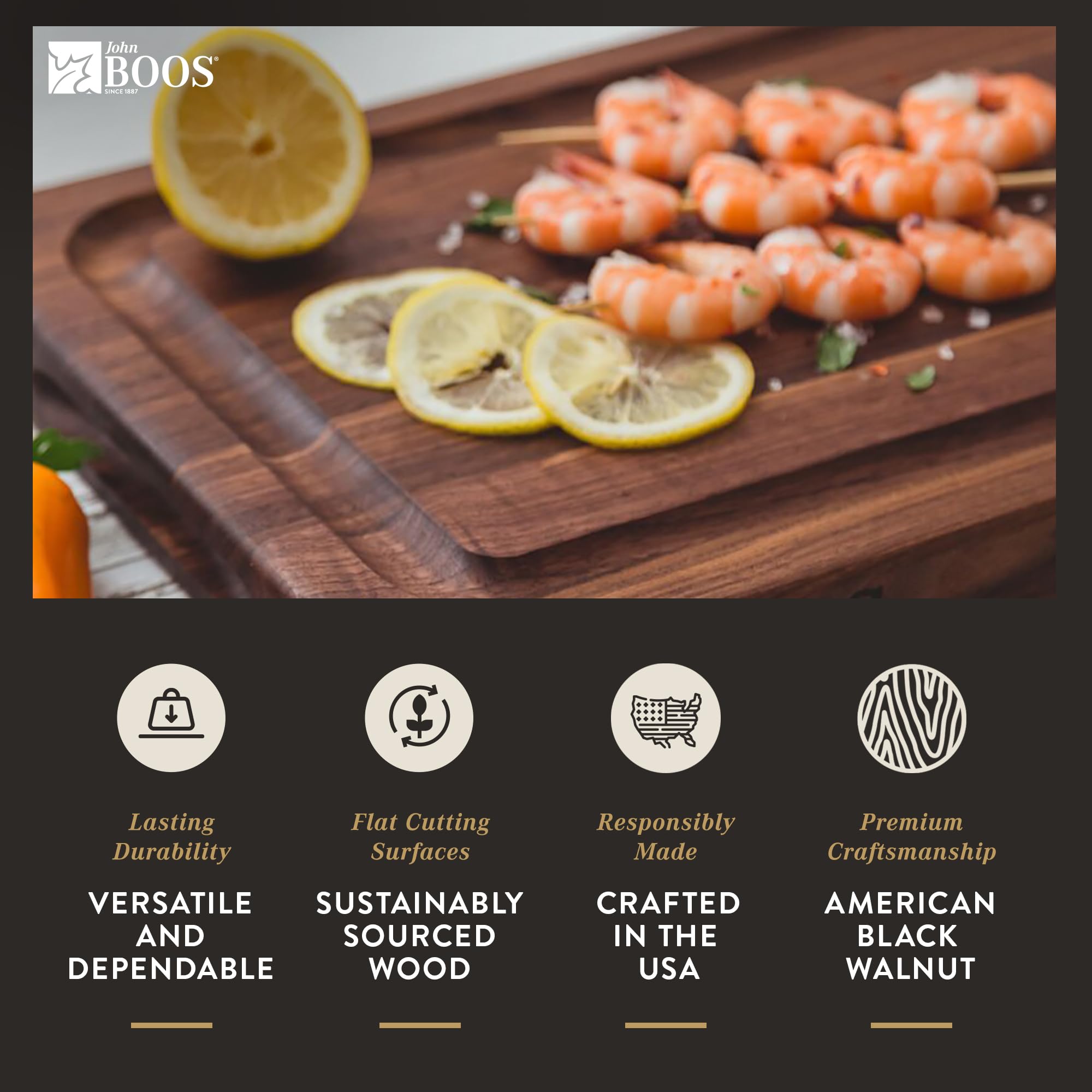 Premium John Boos Walnut Reversible Cutting Board - 18