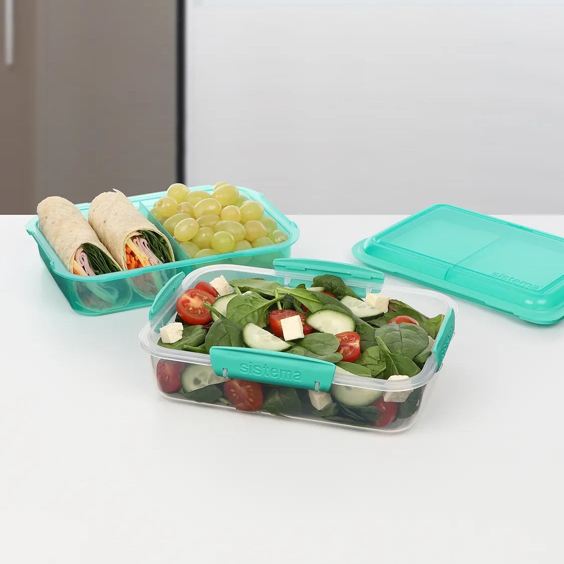 1.8L Rectangle Stackable Lunch Box TO GO™ in Teal - Perfect for Office, School, Picnics & Meal Prep
