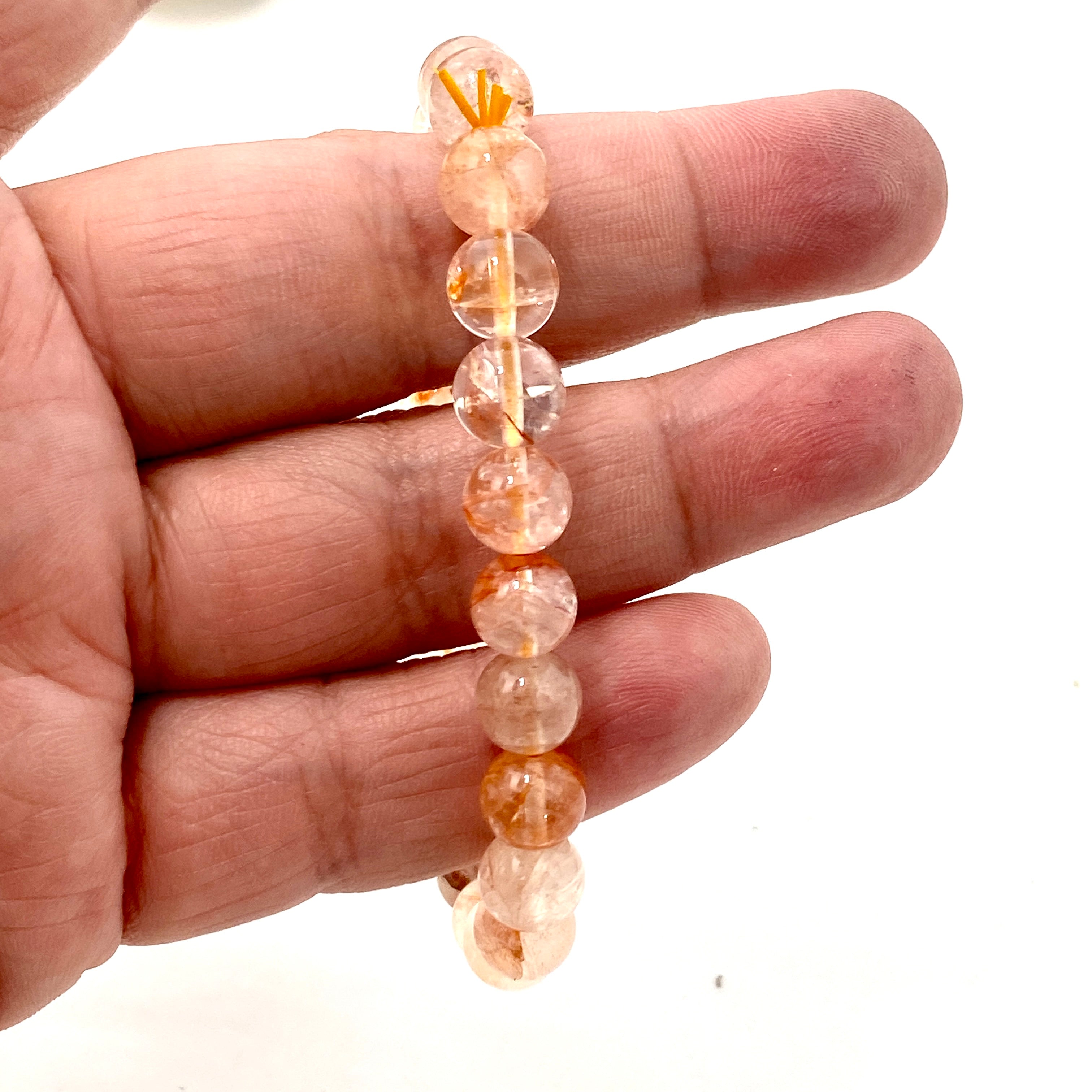 Red Hematoid Fire Quartz & Gold Hematoid Quartz Golden Healer Bracelet - Natural Crystal Healing Jewelry for Energy Balance & Chakra Alignment - Perfect for Meditation, Yoga & Spiritual Wellness