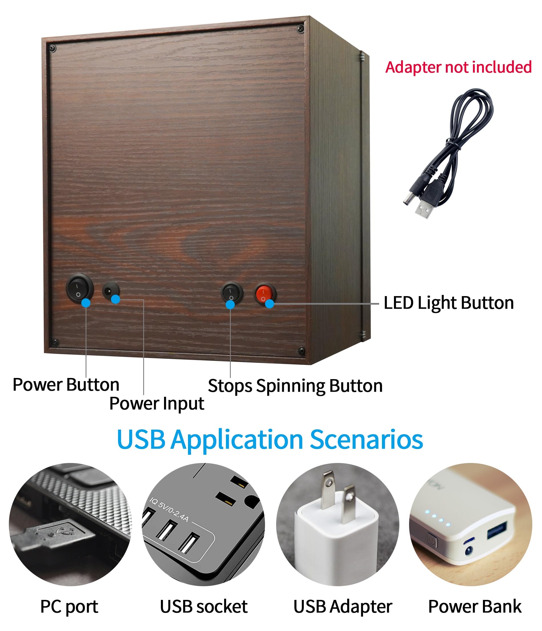 Oryx 4 Watch Winder - Wooden Automatic Watch Case with 5 Modes & LED Light for Home/Office