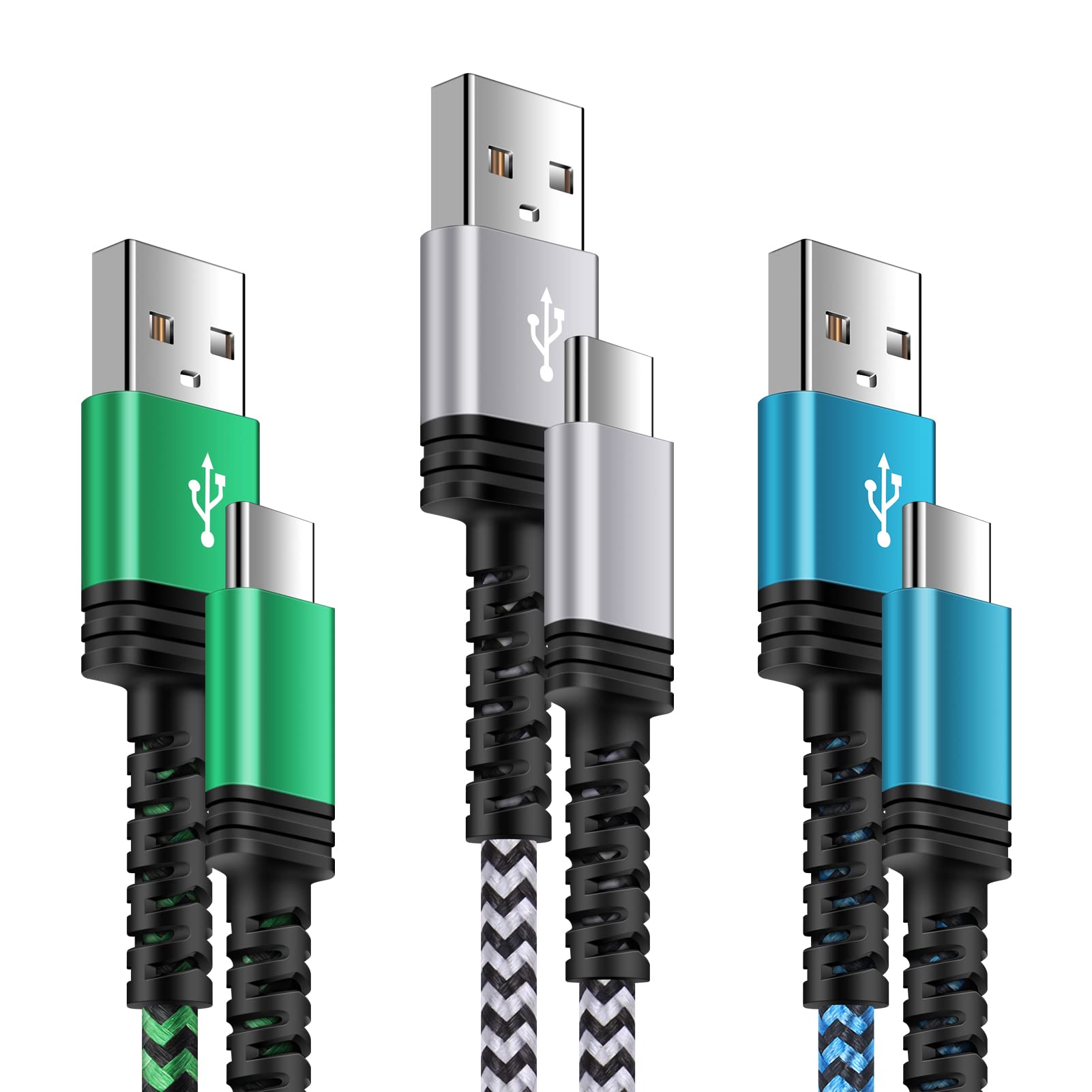 3-Pack 6FT USB C to USB A Fast Charging Cable - Compatible with Google Pixel 8a/8 Pro/8/9 Pro XL/7a/7 Pro/7/6a/6/5/4/3, Samsung Galaxy S24 FE/S24 Ultra/S25, iPhone 16 - High-Speed Charging & Data Sync for Home, Office & Car Use