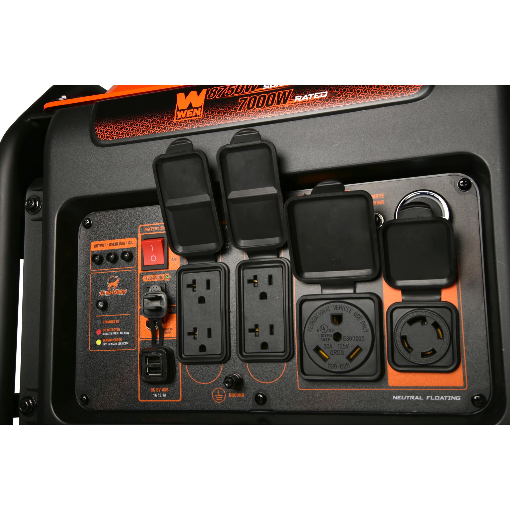 WEN DF875iX 8750-Watt Dual Fuel Inverter Generator with Remote Electric Start - 120V/240V RV Ready, Transfer Switch Compatible, CO Shutdown Sensor - Perfect for Camping, Home Backup Power & Outdoor Events