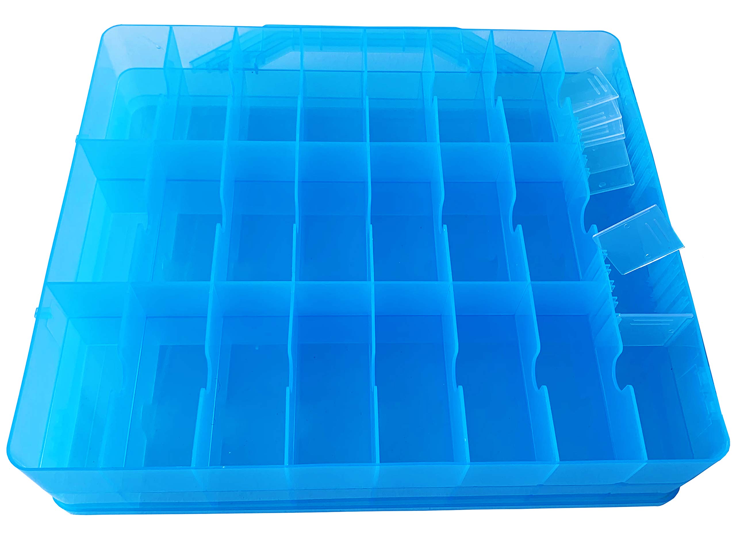 Double Sided BPA-Free Toy Storage Organizer with 48 Compartments - Perfect for Mini Toys, Small Dolls, Bakugan & Tools - Portable Carrying Case for Home, Travel & Playroom Organization (Blue)