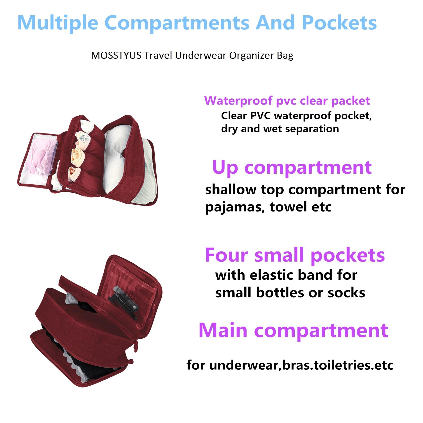 Multi-Function Travel Underwear Organizer - Portable Storage Bag for Bras, Socks & Lingerie | Packing Cube & Toiletry Bag for Vacation, Business Trips & Daily Organization