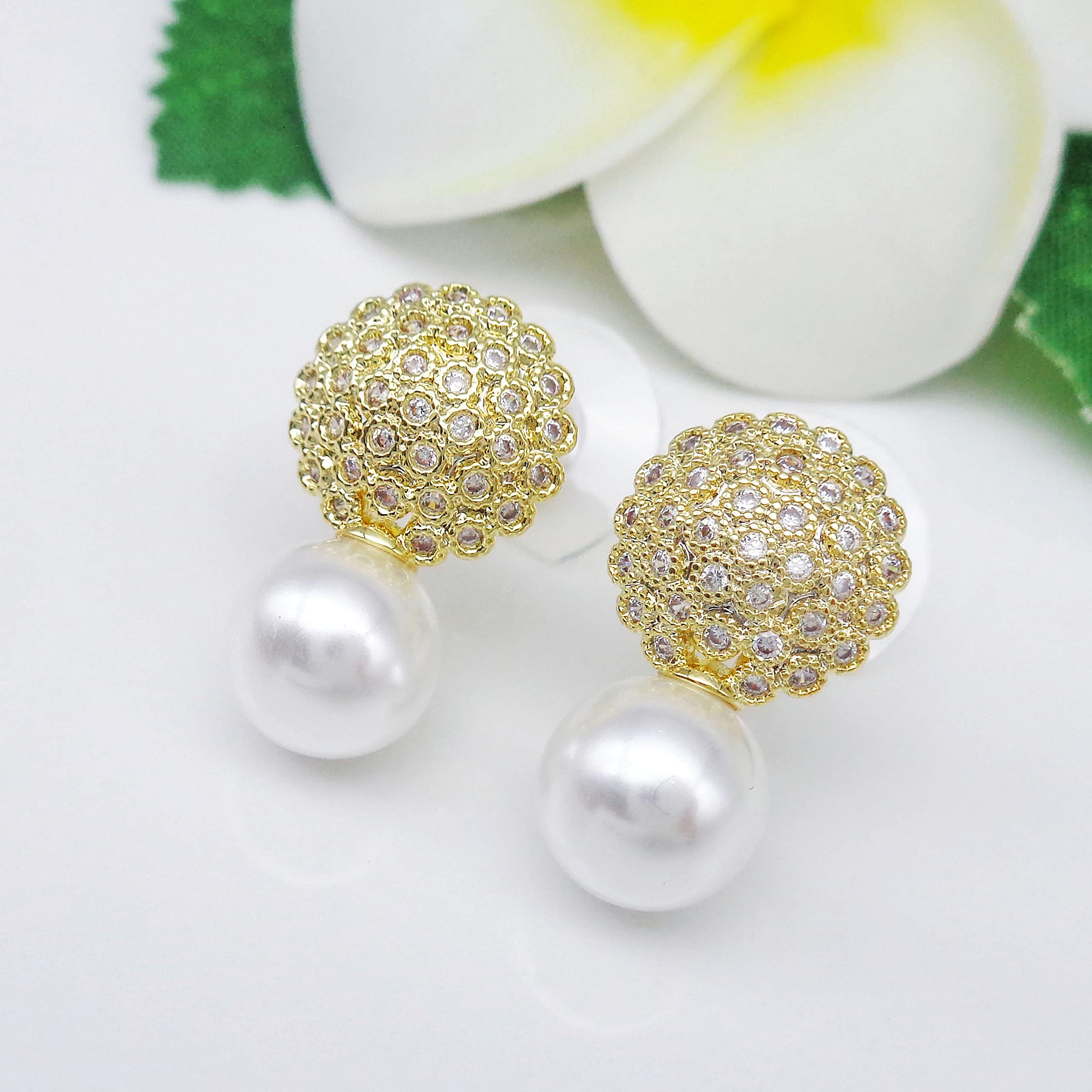 925 Sterling Silver Pearl Stud Earrings for Women - Zirconia & White Gold Plated Fashion Jewelry Gift Set (WK90119) - Perfect for Weddings, Parties & Everyday Wear