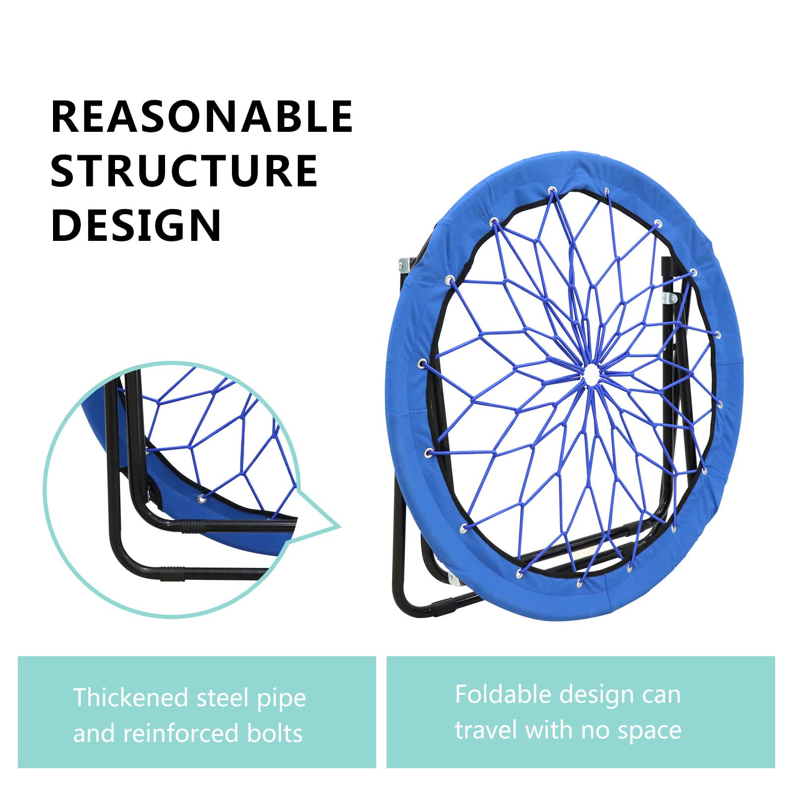Ultimate Comfort Bungee Chair - Foldable Bouncy Web Chair for Indoor/Outdoor Relaxation - Versatile Spider Trampoline Chair for Bedroom, Patio, Camping & Dorm Room - Fun Circle Design for Kids & Adults