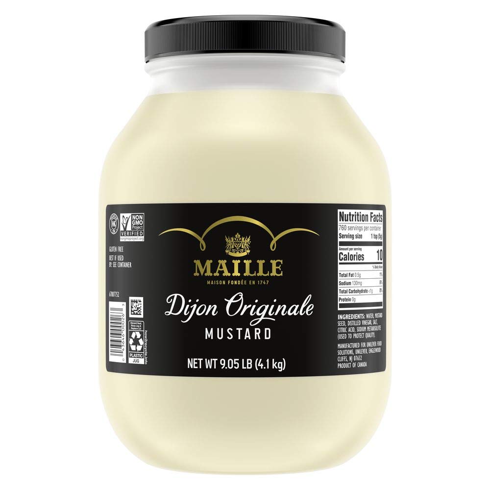 Maille Dijon Originale Traditional Mustard Jar - Premium Quality, Gluten Free, Non-GMO Mustard for Marinades, Sauces & Dressings - 9.05 Lbs (Pack of 4) - Perfect for BBQ, Sandwiches & Gourmet Cooking