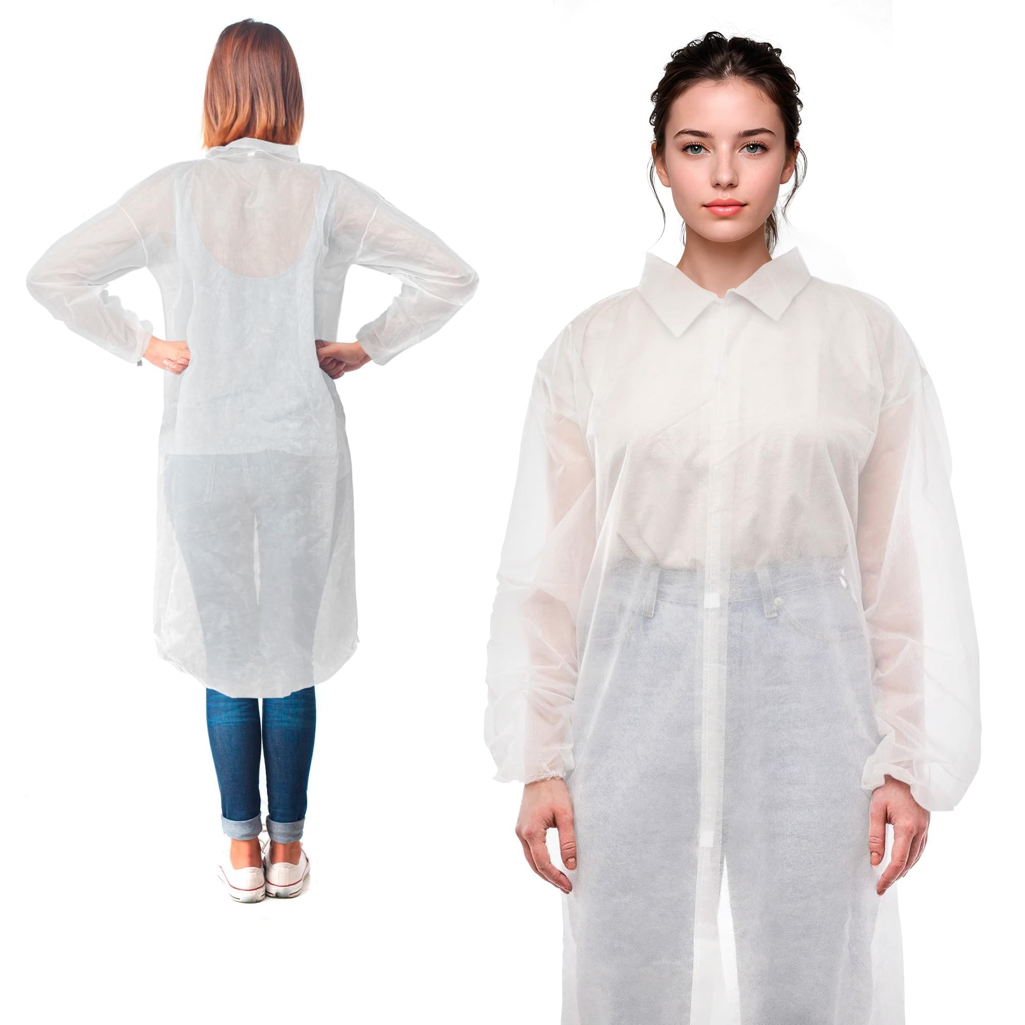 White Disposable Lab Coats for Adults - Small Size (Pack of 25) | Medical PPE Protective Clothing | 42 GSM Polypropylene Material with Elastic Cuffs & Hook Loop Closure | Ideal for Laboratories, Hospitals, Cleanrooms & Medical Professionals