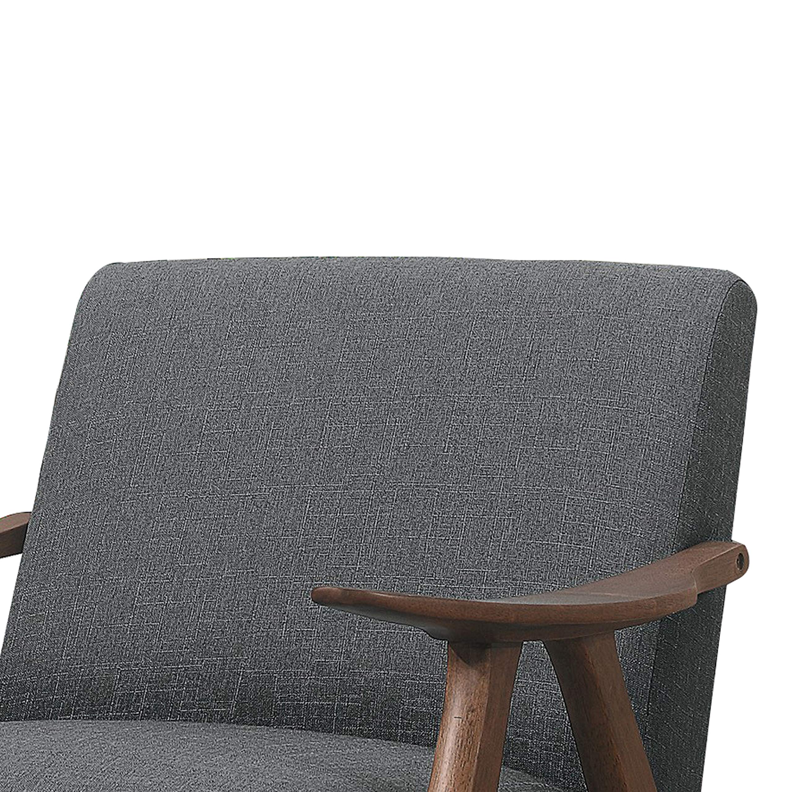 Benjara Gray Fabric Upholstered Accent Chair with Curved Armrests - Modern Living Room Furniture for Home Office & Lounge Decor