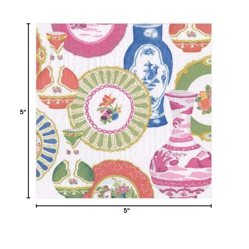 Premium Caspari Meissen Cocktail Napkins - 4 Packs of 20 Elegant Paper Napkins for Parties, Weddings & Dinner Decorations