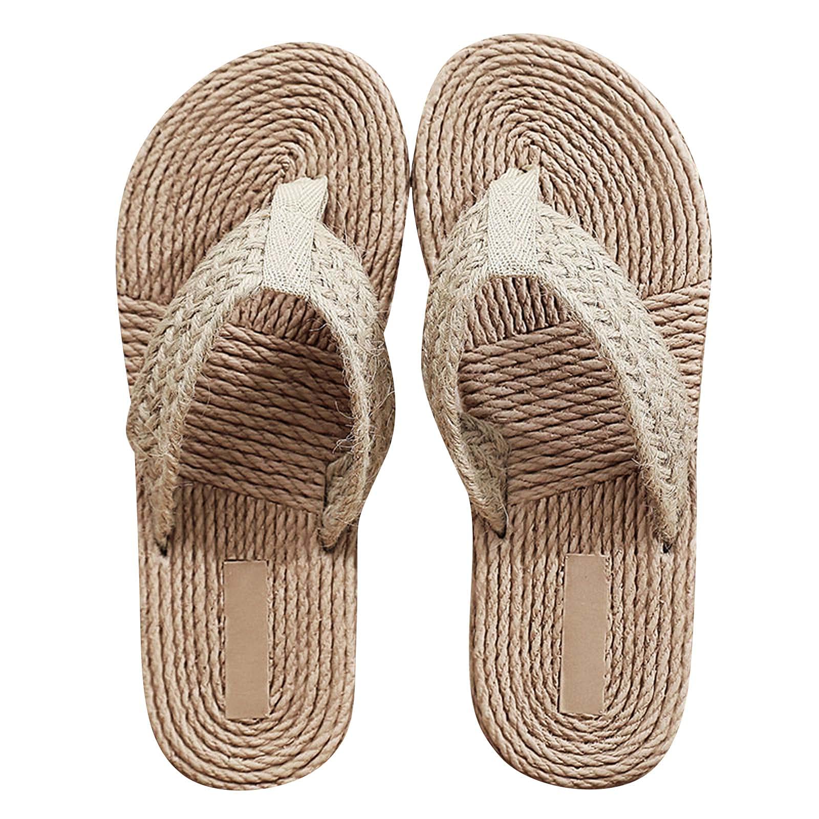 Yeslove Women's Summer Sandals - Non-Slip Comfortable Flip Flops for Indoor & Outdoor, Beach, Seaside - Fashion Casual Flat Slippers with Straw Design | Perfect for Vacation, Poolside, and Daily Wear