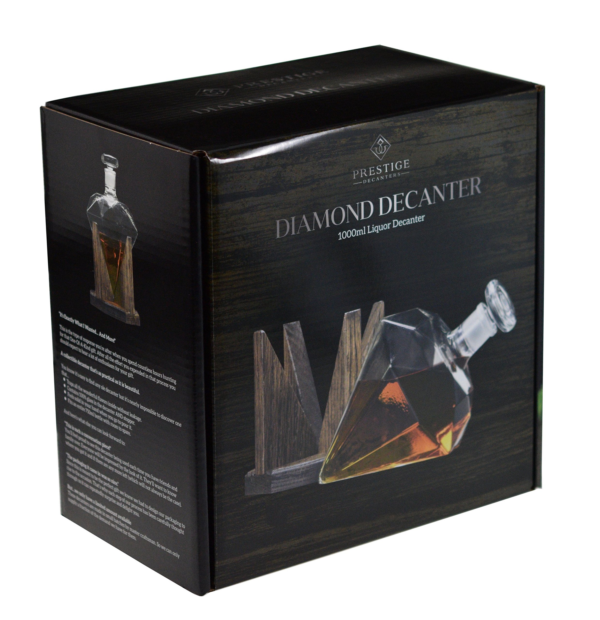 Premium Whiskey Decanter Set - Elegant Diamond-Cut Glass Decanter for Bourbon, Scotch, Rum & Wine - 1000ml Luxury Liquor Carafe with Stopper - Perfect 10 Year Anniversary Gift, Newlywed Present & Groomsmen Gift Idea - Great for Home Bars, Dinner Parties & Special Occasions