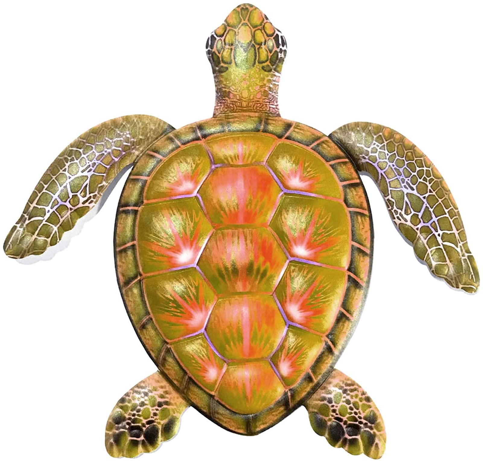 Metal Sea Turtle Wall Art - Handcrafted Yellow Turtle Decor for Home, Bedroom, Living Room, Office & Garden Fences | Ocean-Themed Aquarium Wall Decoration | Perfect for Coastal, Beach House & Nautical Interior Design