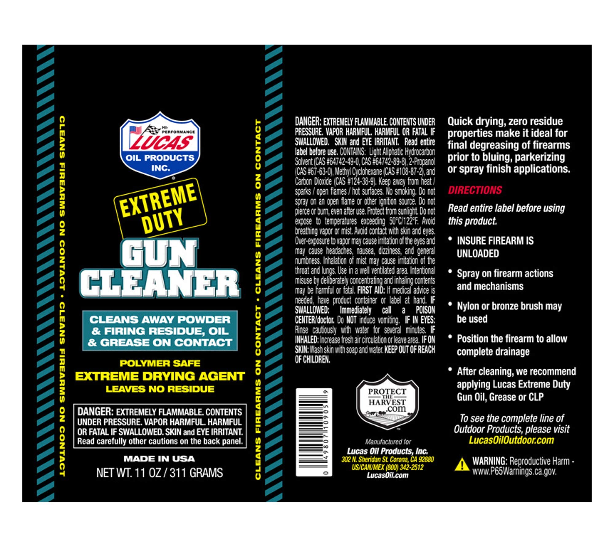 Lucas Oil 10905 Extreme Duty Gun Cleaner - 11 Ounce (Pack of 12) | Heavy-Duty Firearm Maintenance Solution | Perfect for Hunting, Shooting Range & Gun Enthusiasts