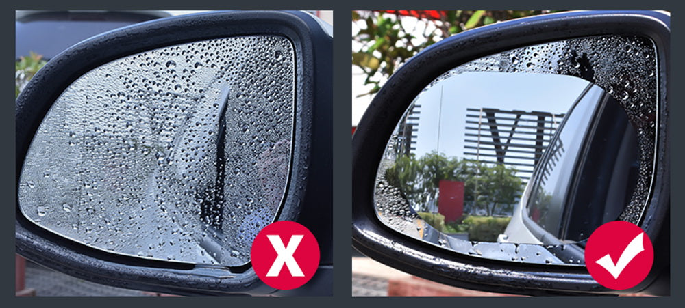4 Pack HD PET Nano Anti-Fog Anti-Glare Car Rear View Mirror Protective Film Set - Clear Vision for Safe Driving in Rain, Night & Harsh Weather Conditions