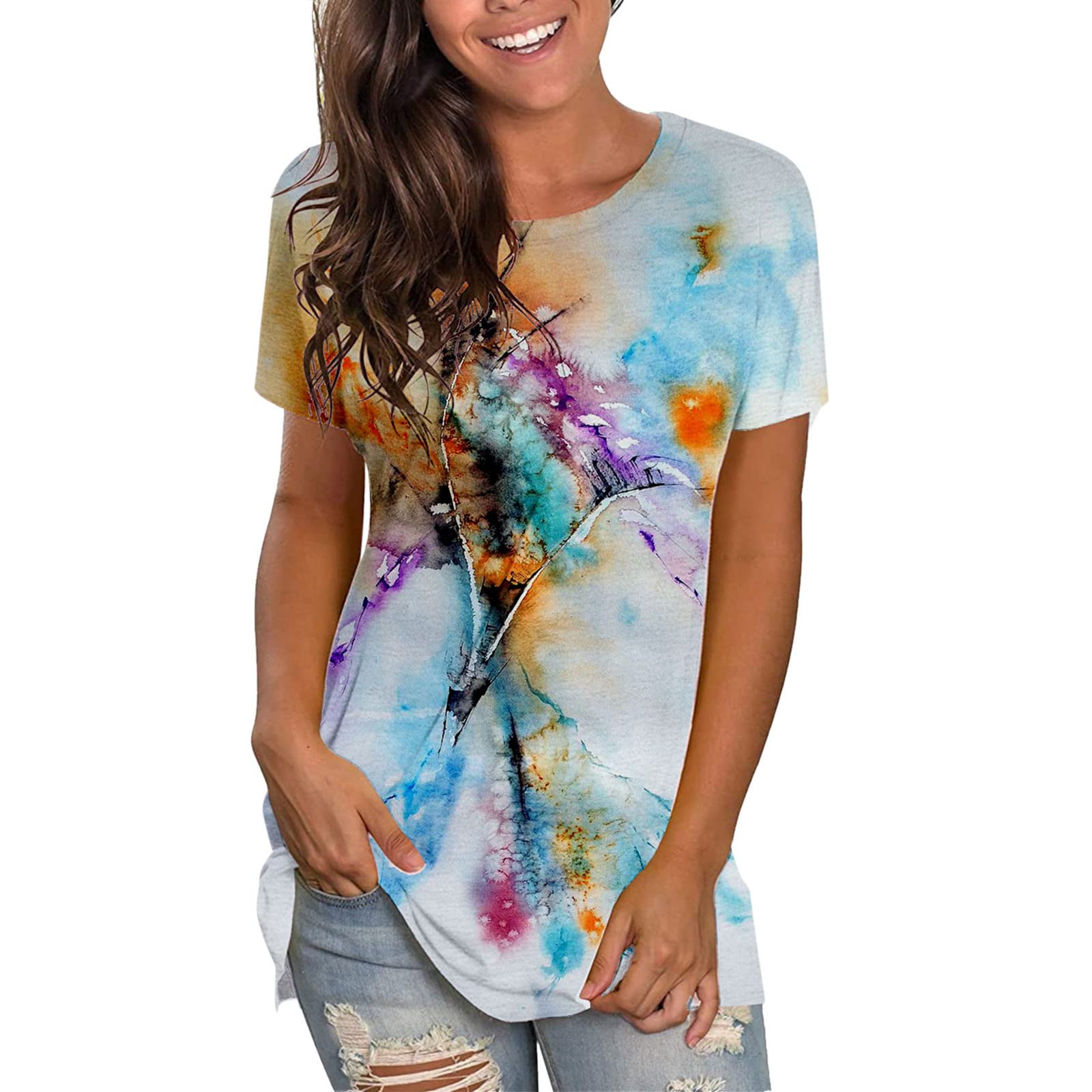 Women's Summer Tunic Tops for Leggings - Cute & Casual Blouses for Business & Everyday Wear | Perfect for Office, Weekend Outings & Summer Fashion
