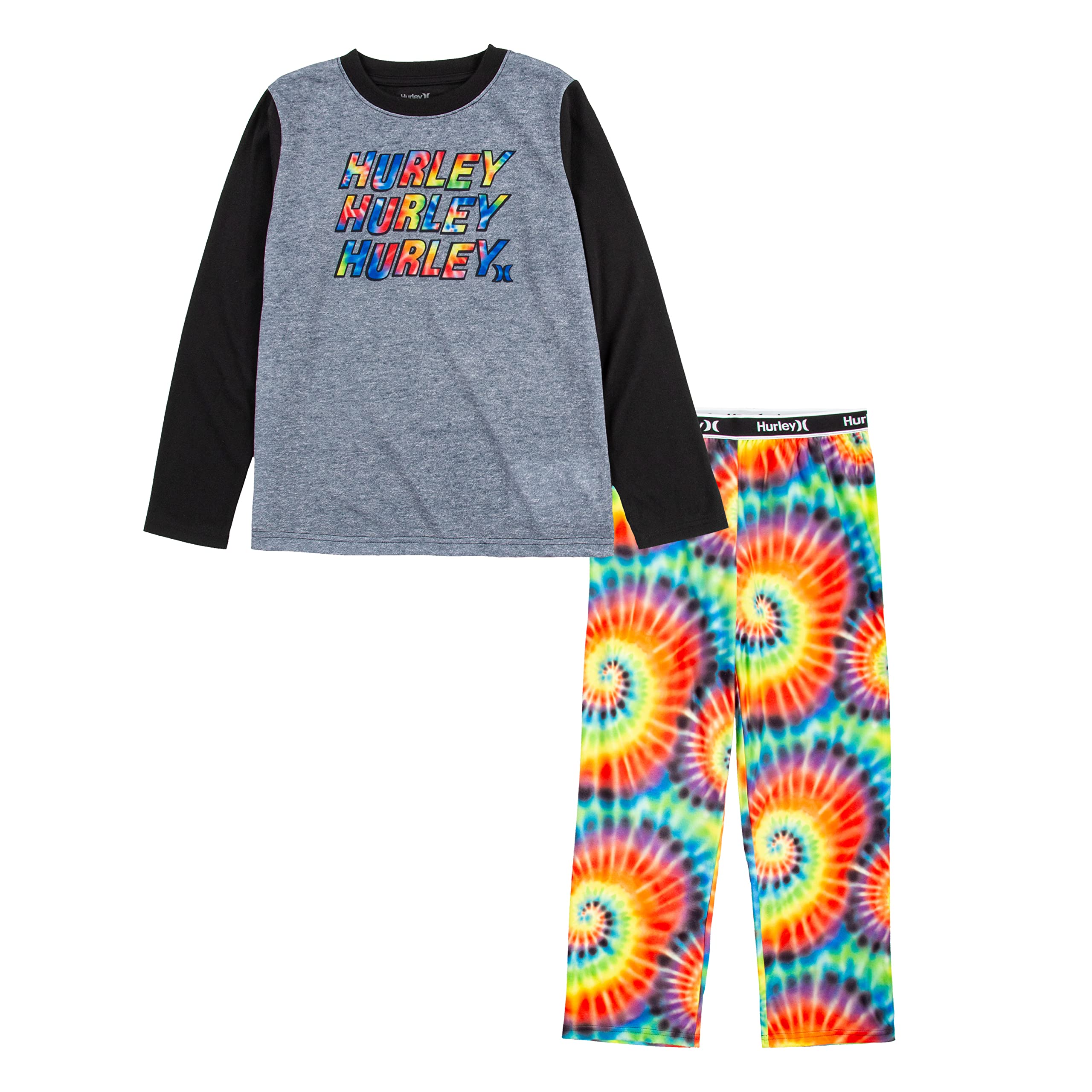 Hurley Boys' 2-Piece Pajama Set - Colorful Tie Dye Sleepwear for Kids | Soft Cotton Pajamas for Boys | Perfect for Sleepovers, Lounging & Cozy Nights