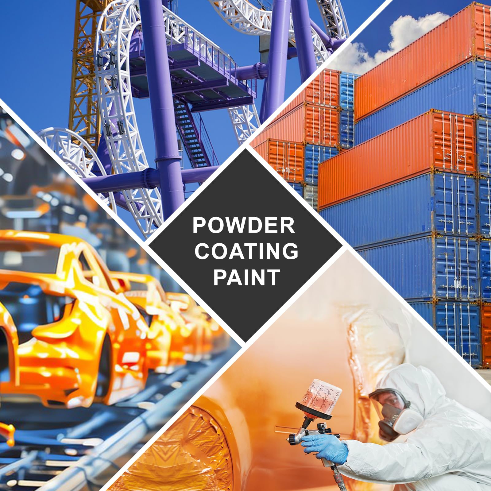 Premium Powder Coating Paint for Metal Surfaces - 16oz Heat-Resistant Red Powder Paint for Cars, Steel Structures & DIY Projects | Durable Finish for Factories, Playground Equipment & Garden Decor