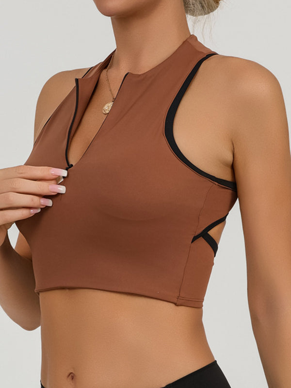 ZASUWA Women's Sexy Contrast Color Hollow Out Solid Color Backless Quick Dry Tank Top - Perfect for Summer, Beach, and Night Out