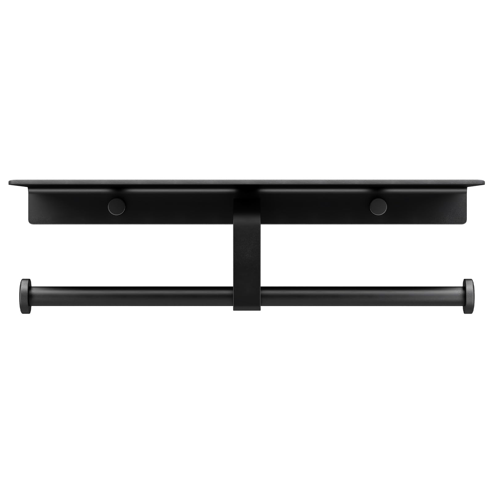 Danpoo Matte Black Toilet Paper Holder with Shelf - Wall Mounted Bathroom Organizer for Double Rolls | Space-Saving Bathroom Storage Solution for Small Spaces & Modern Homes