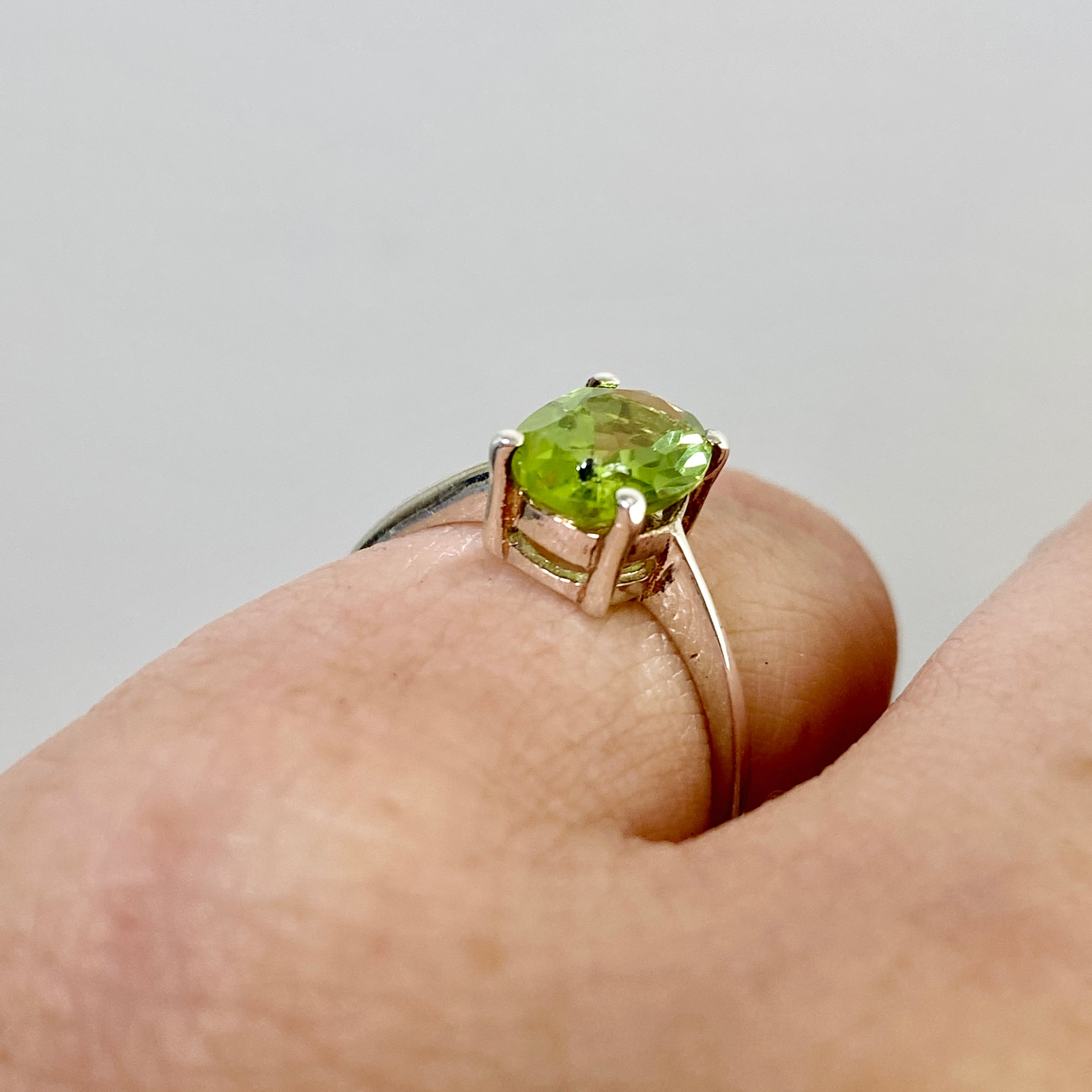 Peridot Oval Faceted Ring Size 5.5 - Dainty Green Gemstone Jewelry for Women, Perfect for Engagement, Wedding & Everyday Wear - PRGJ631