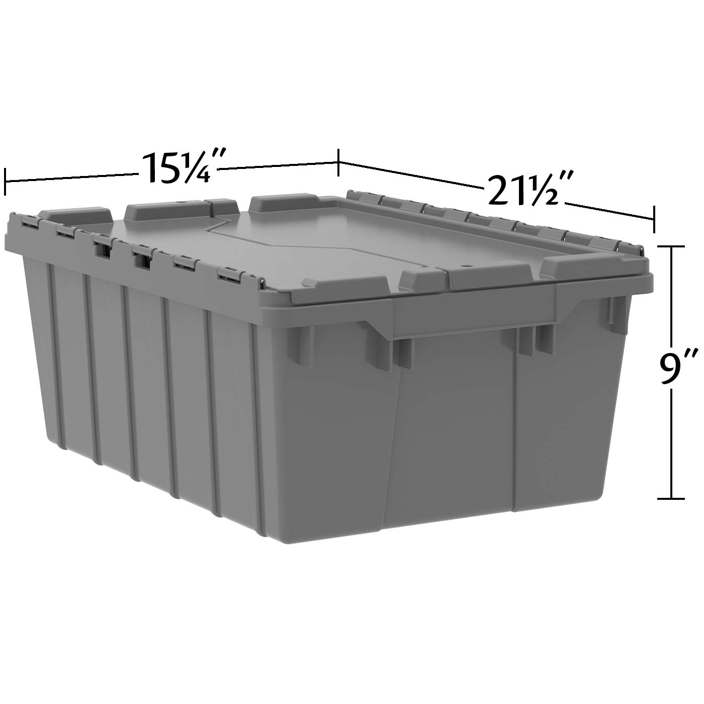 Akro-Mils 39085 Heavy Duty Plastic Storage Bins with Hinged Lids - 21