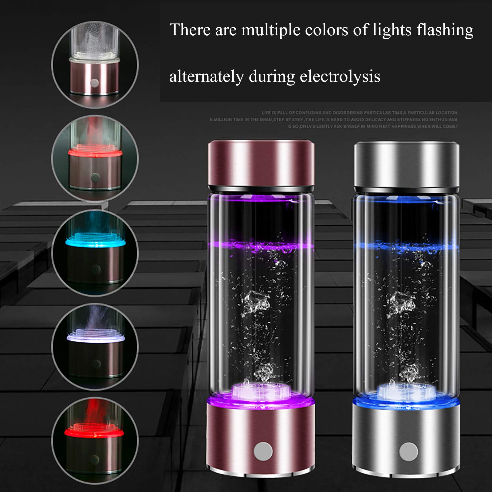 Portable Hydrogen Water Bottle Generator with SPE PEM Technology - 1300-1600 PPB Hydrogen Rich Water Maker, Includes Glass Bottle & Inhaler Adapter - Perfect for Home, Office, Travel & Wellness Routines