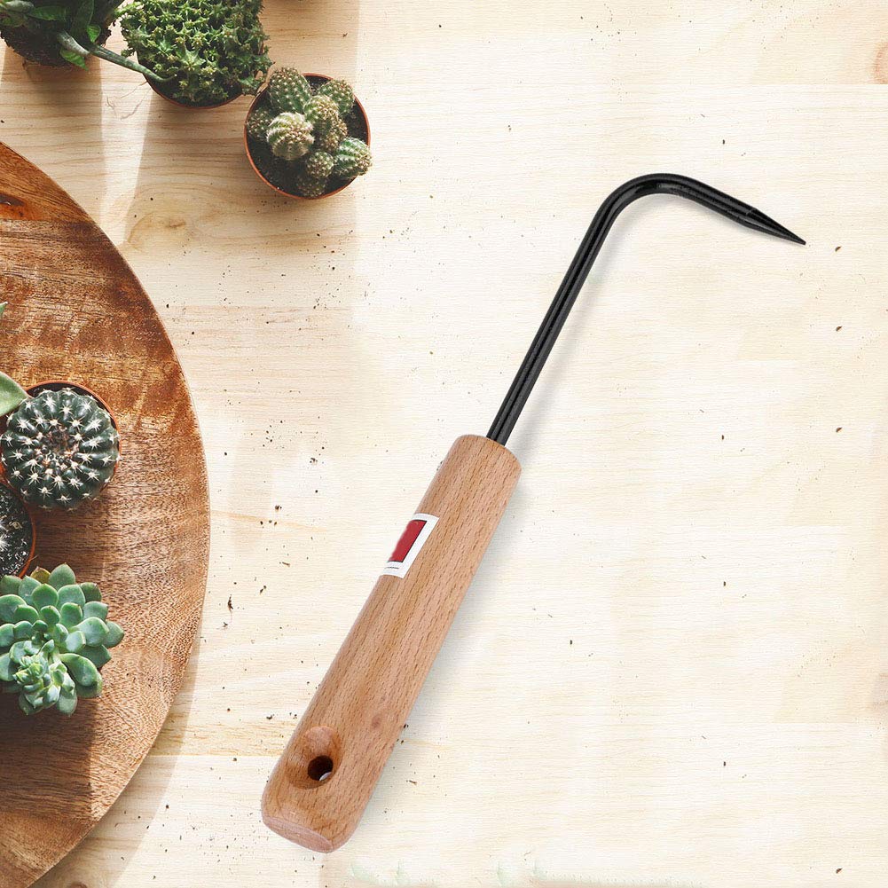 Premium Manganese Steel Bonsai Hook & Root Rake - Ergonomic Wooden Handle Gardening Tool for Potted Plants, Bonsai Care, and Soil Cultivation | Ideal for Pruning, Transplanting, and Garden Maintenance
