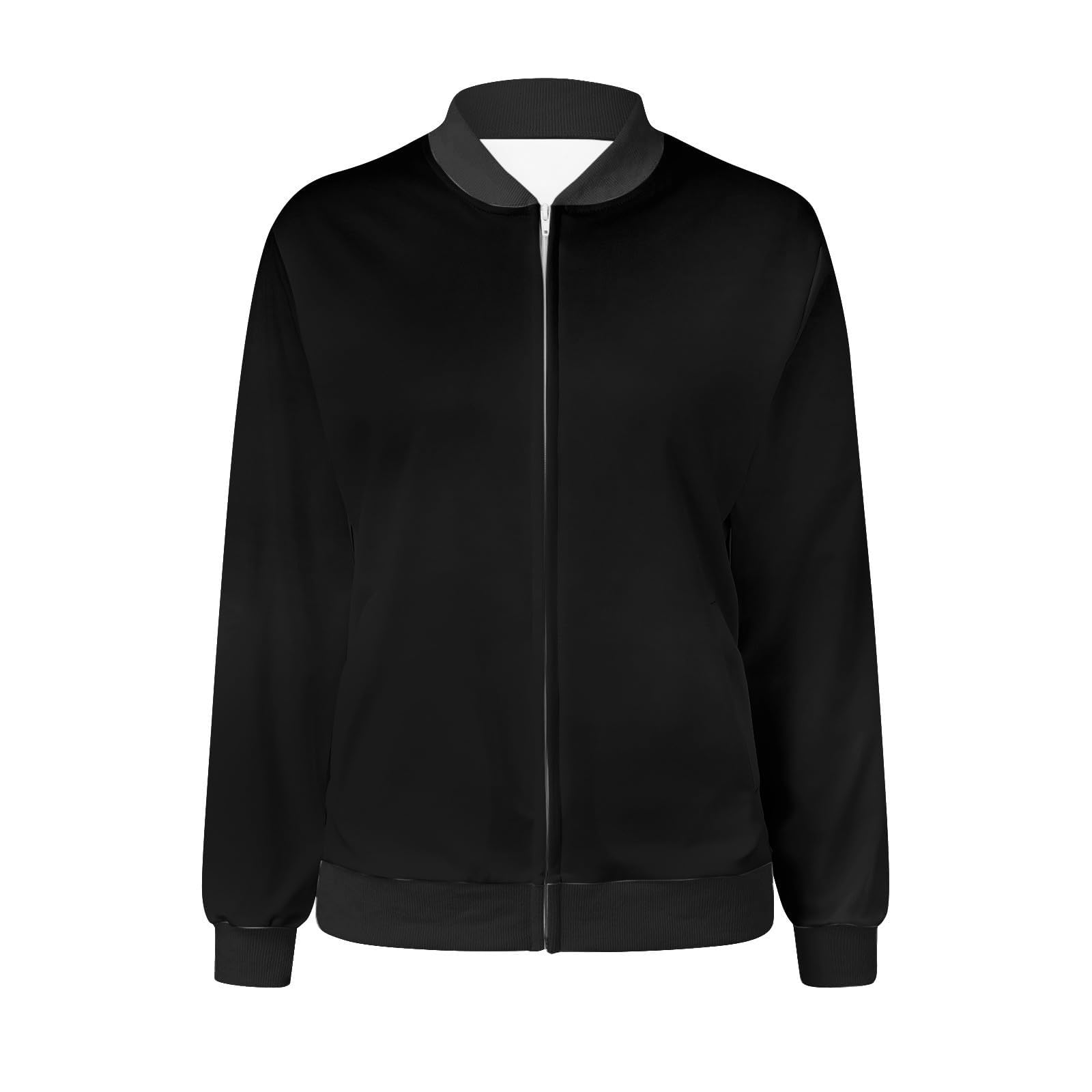 Women's Lightweight Floral Zip-Up Bomber Jacket - Spring Long Sleeve Stand Collar Coat - Casual Short Outerwear Tops for Daily Wear, Date Night & Spring Outfits