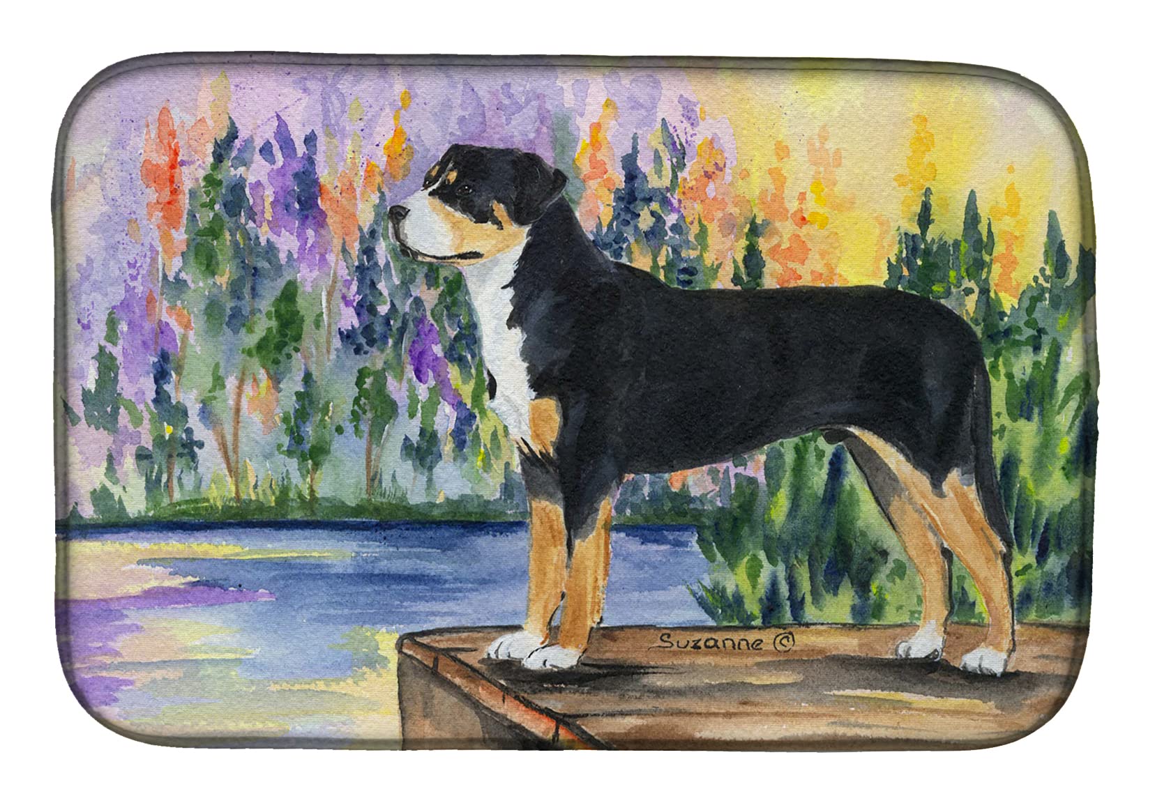 Greater Swiss Mountain Dog Dish Drying Mat - Absorbent Kitchen Counter Pad (14x21