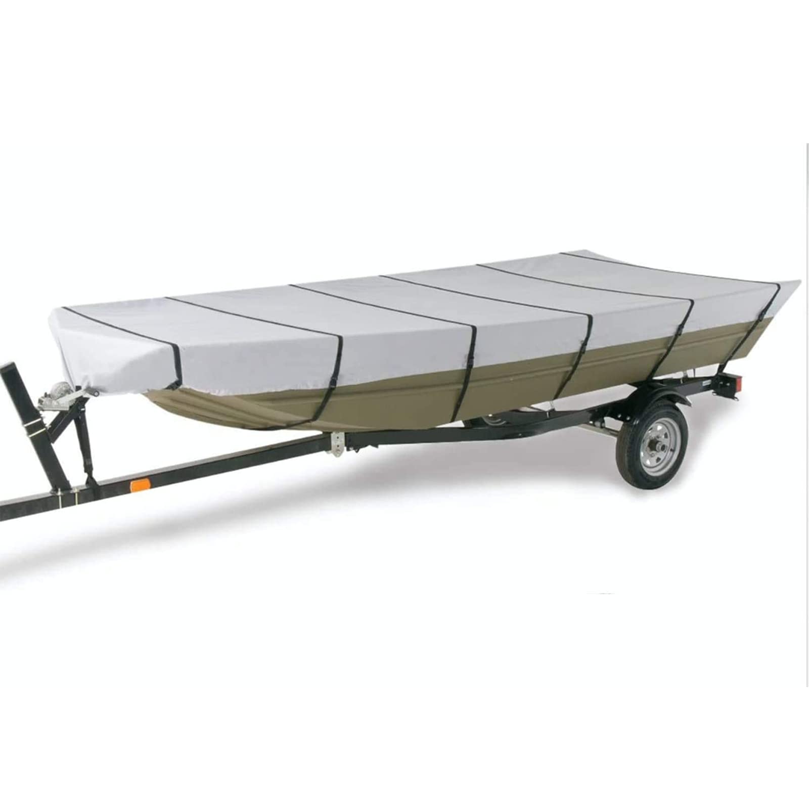 GOODSMANN Heavy Duty Waterproof Jon Boat Cover - UV Resistant Marine Grade Fabric with Adjustable Straps, Fits 18ft Length & 75