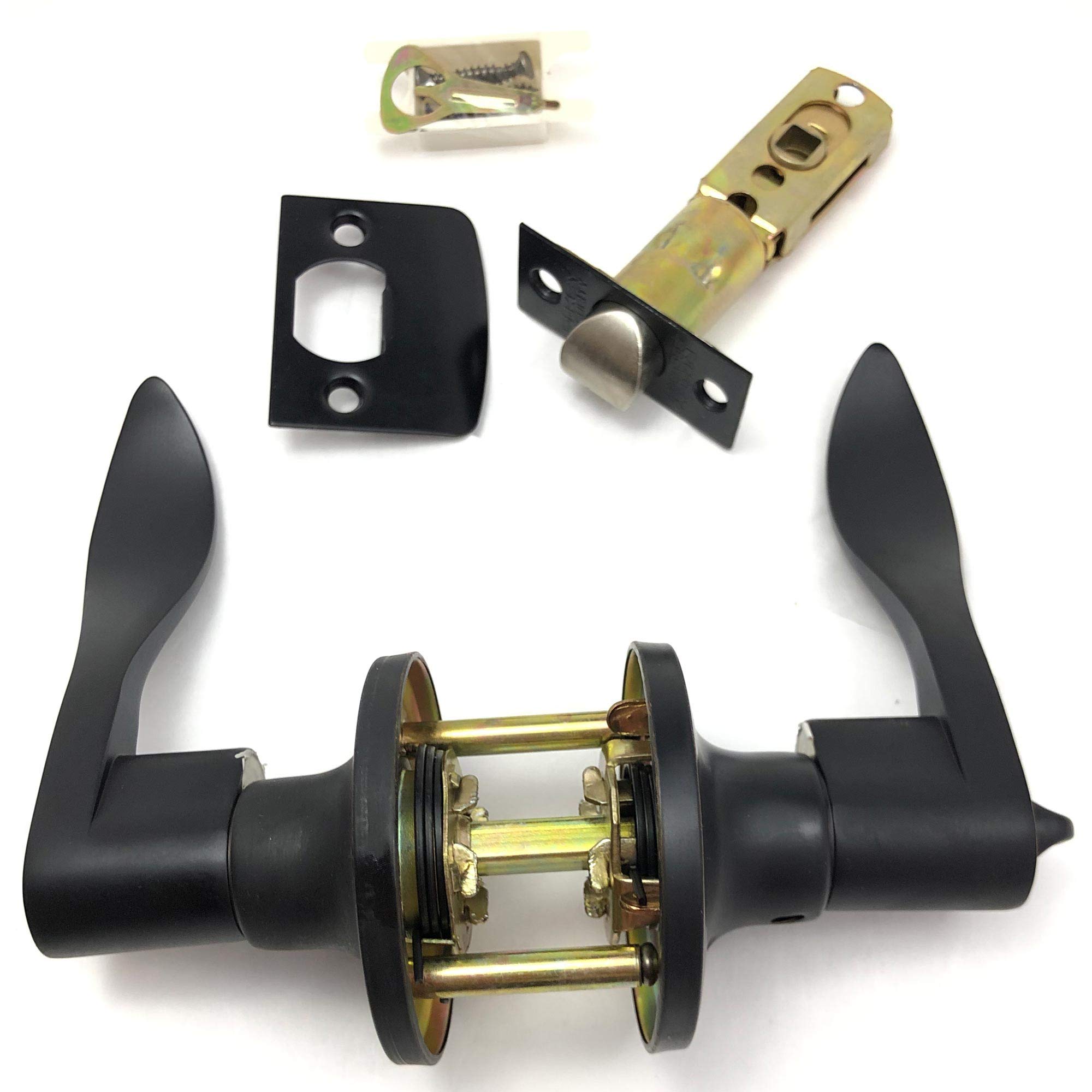 Wave Style Oil-Rubbed Bronze Privacy Bedroom & Bathroom Door Lock Lever Handle - Perfect for Home, Office, and Hotel Interior Doors