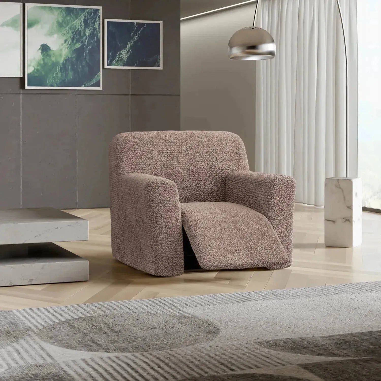 Microfiber Reclining Armchair Slipcover - Stretchable Furniture Protector for Living Room, Bedroom & Home Theater - Easy Wash Sofa Cover for Comfort & Style
