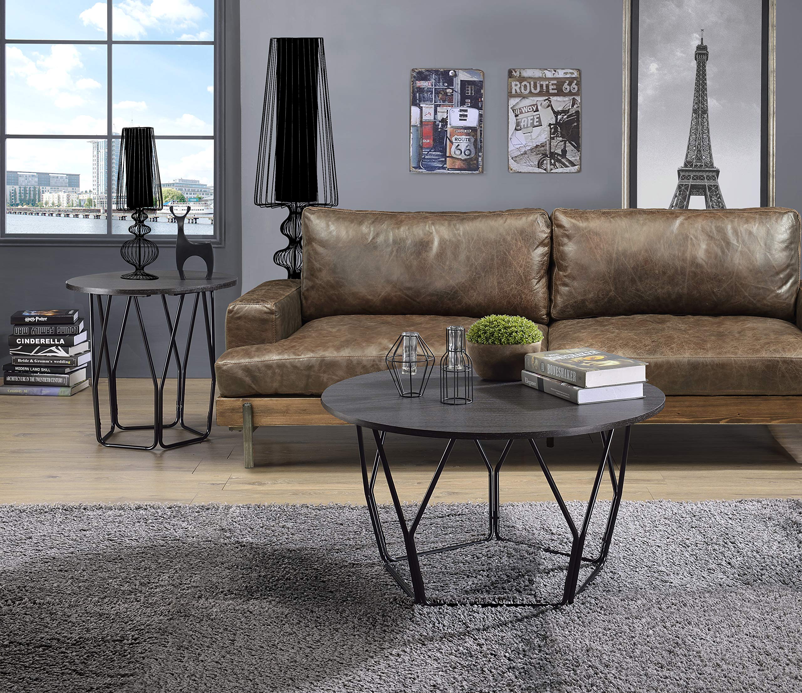 Acme Sytira Round Wooden Coffee Table - Black Finish | Modern Living Room Centerpiece for Small Spaces & Home Decor
