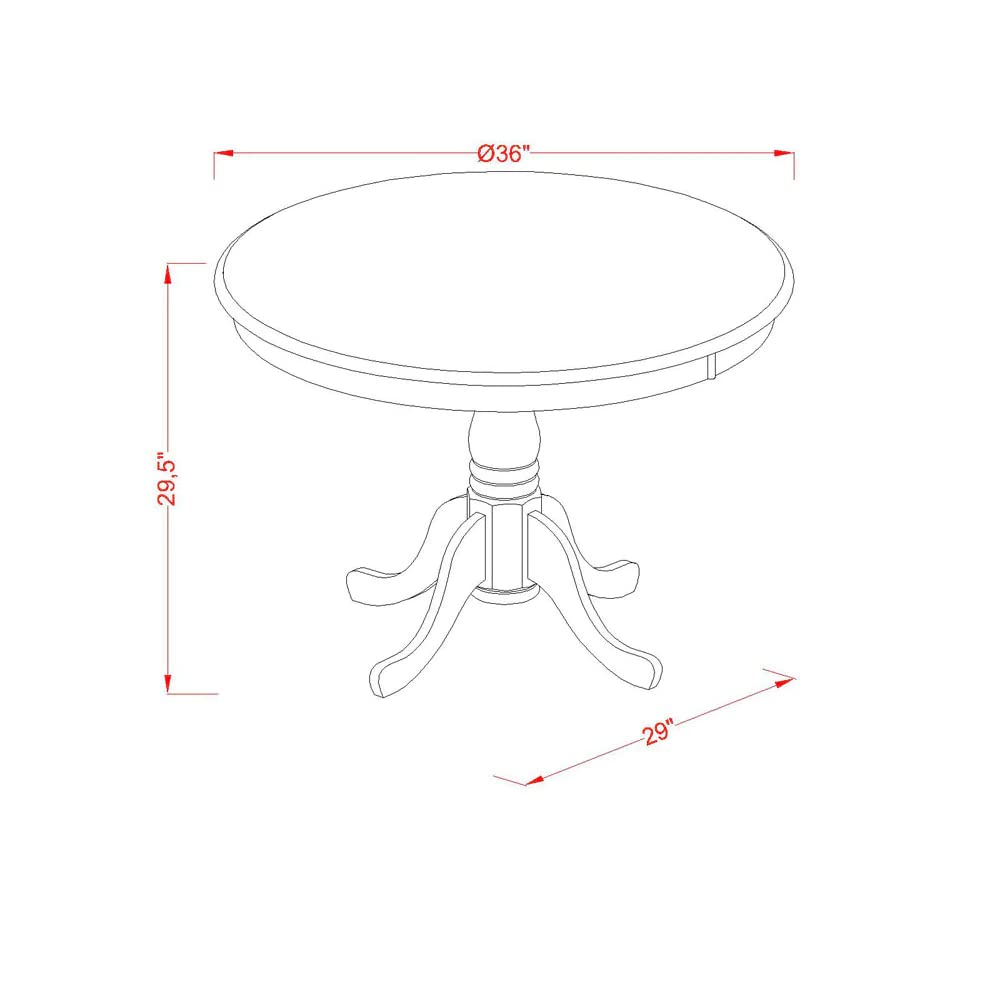 East West Furniture ANKE3-LWH-W 3-Piece Round Dining Table Set with Pedestal Base & 2 Chairs, 36x36 Inch, Linen White - Perfect for Small Kitchen, Breakfast Nook, and Apartment Dining Areas