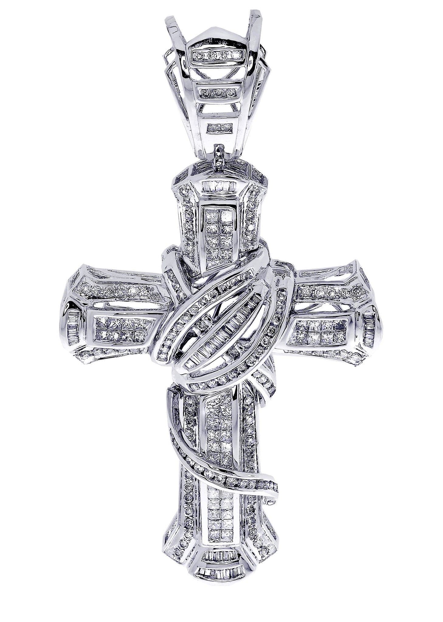 2.17 Carat Diamond Cross Pendant Necklace - 18.01 Grams Solid Gold Religious Jewelry for Women - Perfect for Church, Baptism & Special Occasions