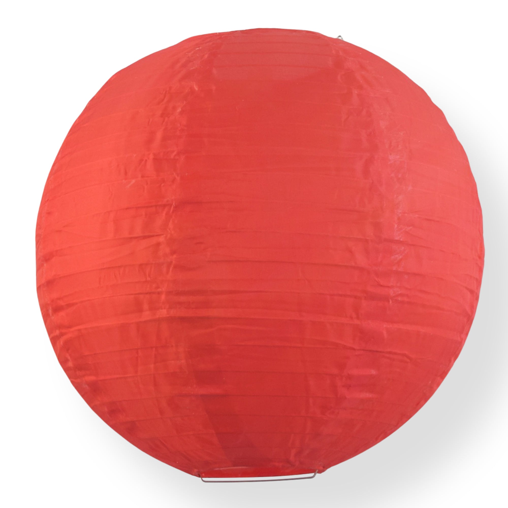 16 Inch Red Shimmering Nylon Lantern with Even Ribbing - Durable Hanging Decoration for Outdoor Parties, Weddings & Home Decor