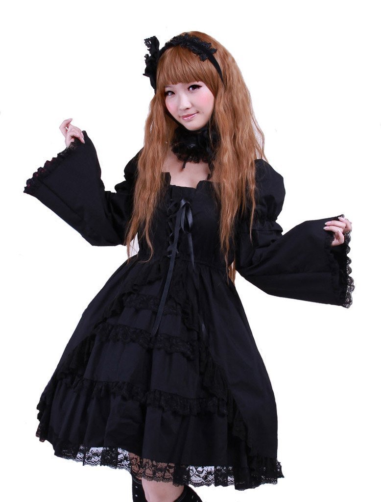 Black Square Neck Gothic Lolita Cosplay Dress - Elegant Victorian Style Costume for Anime Conventions, Halloween Parties & Themed Events