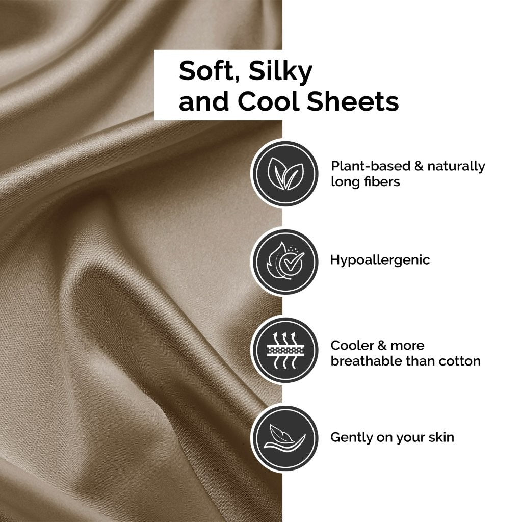 300 Thread Count Rayon Bamboo Deep Pocket Sheet Set - Ultra Soft & Breathable Bed Sheets for Queen Size Mattress - Perfect for Hot Sleepers & All-Season Comfort
