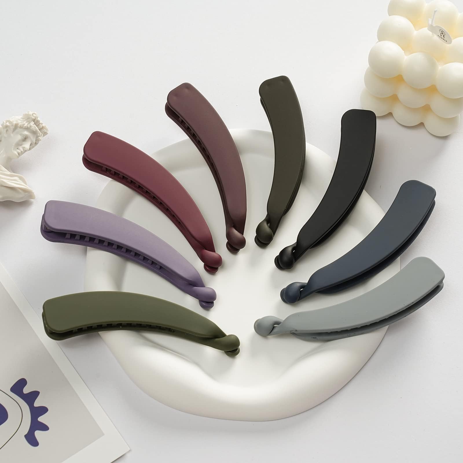 8Pcs Banana Hair Clips for Women - Strong Hold No Slip Matte Ponytail Clips for Fine & Thin Hair (4.3