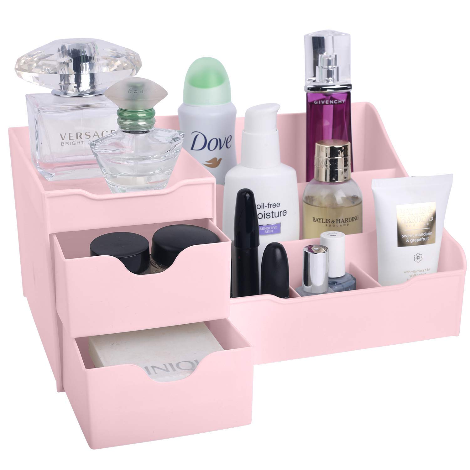 Pink Cosmetic Storage Organizer for Makeup, Jewelry & Hair Accessories - Vanity, Bathroom & Dresser Organizer - Perfect for Beauty Lovers & Clutter-Free Space