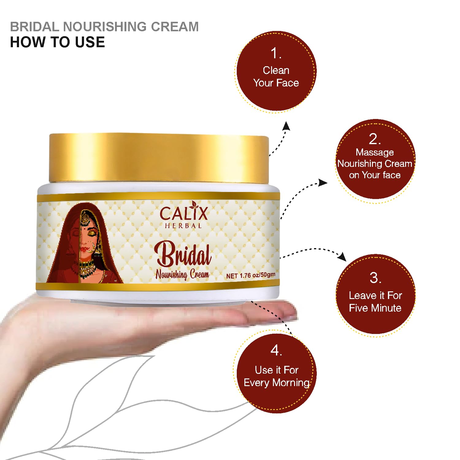 Calix Herbal Organic & Ayurvedic Bridal Nourishing Cream – Natural Glow, Brightening & Anti-Aging Face Cream for All Skin Types – 50gm | Made with Natural Ingredients | Perfect for Bridal Skincare & Daily Radiance Routine