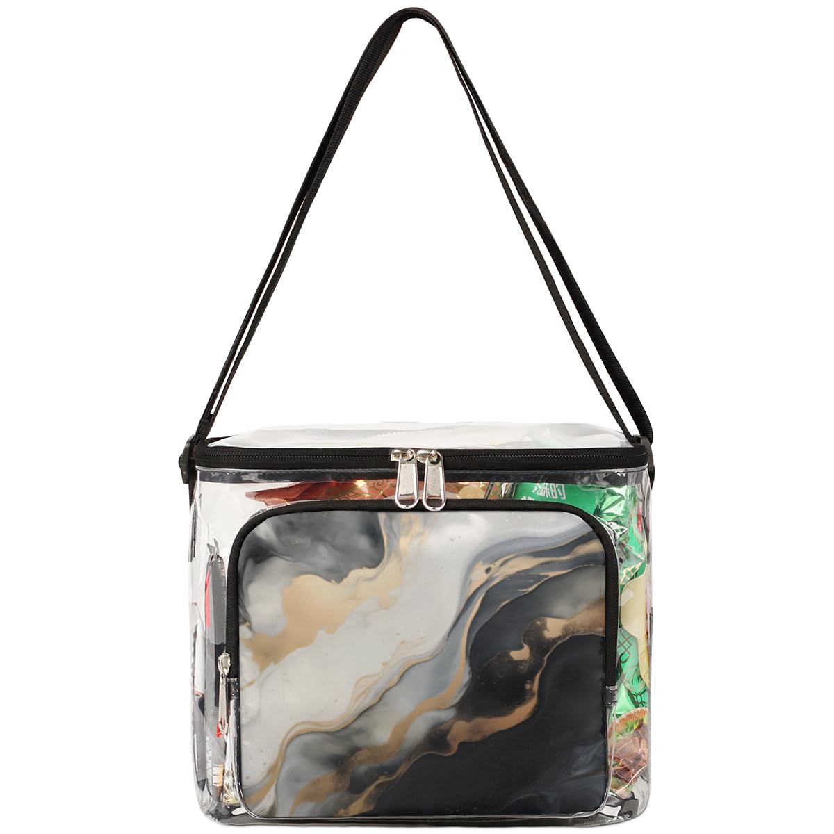 GzLeyigou Liquid Marbling Clear Tote Bag with Handles - Abstract Ink Paint Transparent Crossbody Shoulder Bag for Women - Perfect for Outdoor Travel, Picnic, Concerts & Sports Events (Stadium Approved) - Great for Beach, Shopping & Festival Essentials