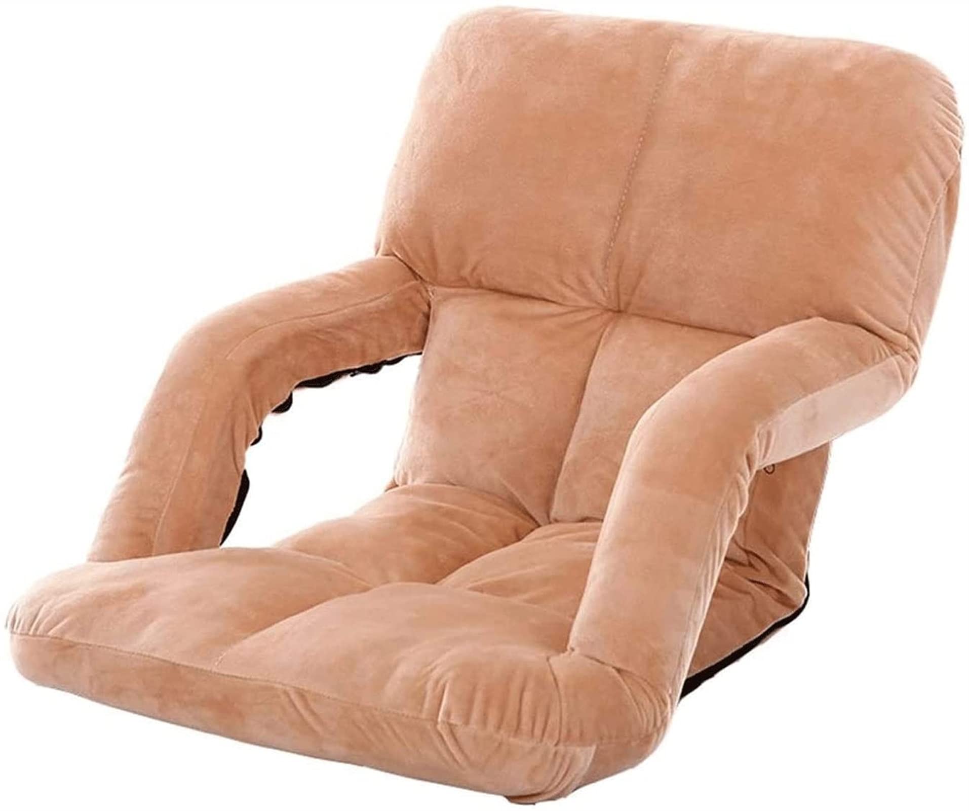 Adjustable Swivel Floor Chair - Reclining Lounge Sofa Bed with Armrests, Foldable Futon Sleeper for Living Room, Bedroom & Office (Khaki) - Perfect for Relaxing, Reading & Napping