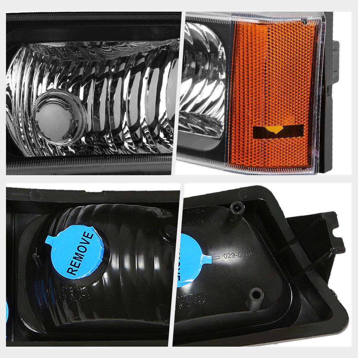 Black Front Bumper Lights with Amber Corner Signal Lamps for 2003-2007 Chevy Silverado & Avalanche - Durable Off-Road Lighting for Trucks & SUVs