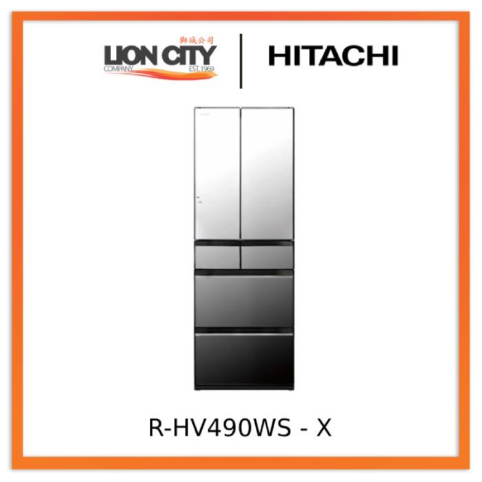 Hitachi R-HV490WS XK/XW/X 485L Multi-Door Refrigerator - Large Capacity French Door Fridge with Energy Star Rating for Modern Kitchen & Open Floor Plan Homes