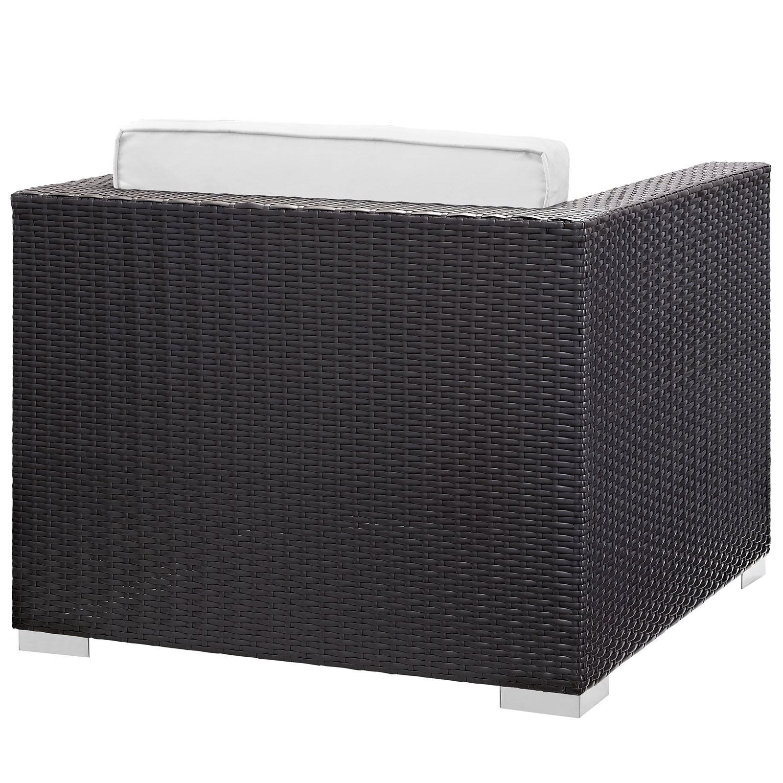 Modway Convene 5-Piece Wicker Rattan Outdoor Patio Furniture Set - Espresso & White - Perfect for Backyard, Garden, Poolside & Patio Relaxation